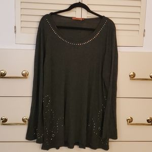 Belldini Size 2X Tunic Top, Dark Grey
